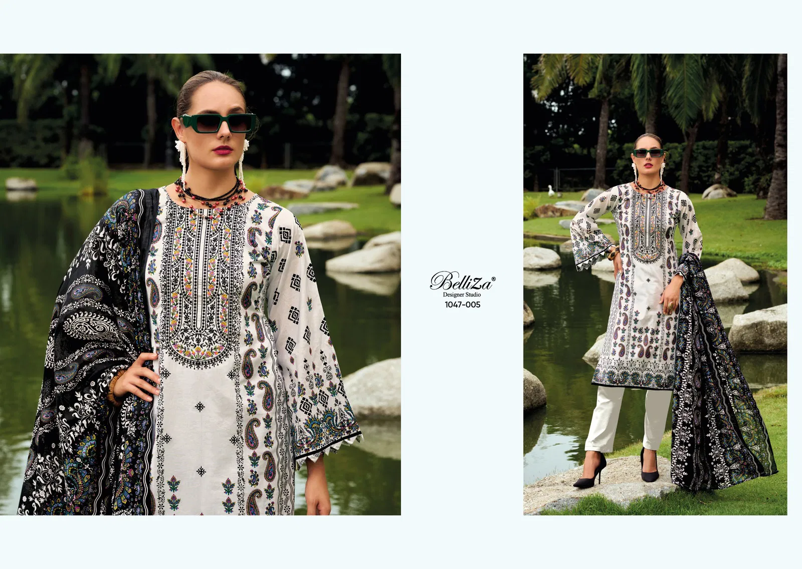 Naira Vol 95 by Belliza Cotton Printed Embroidered Dress Material